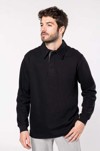 FRENCH RIB - LONG-SLEEVED RIBBED POLO SHIRT