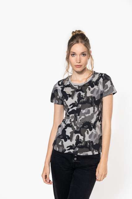 LADIES' SHORT-SLEEVED CAMO T-SHIRT