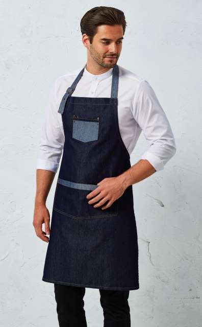 'DOMAIN' CONTRAST DENIM BIB APRON